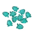 20pcs Handmade Lampwork Fish Beads Turquoise Green Glass Beads for DIY Jewelry