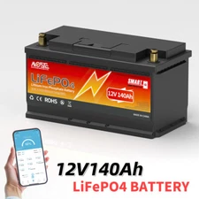12V 140Ah Bluetooth LiFePO4 Lithium Battery Deep Cycle Smart BMS Marine RV Solar