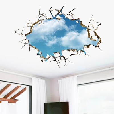 3D Blau Himmel Weiße Wolken Wand Aufkleber Wandtattoo DIY ...
