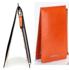 Thin Leather Wallet for Women Slim Purse Long ID Card Holder Handbag with Zipper