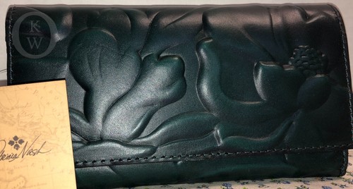 *Neu mit Etikett*Patricia Nash*RFID*Terresa*Leder*türkis Blumenprägung*Geldbörse 19127A S193