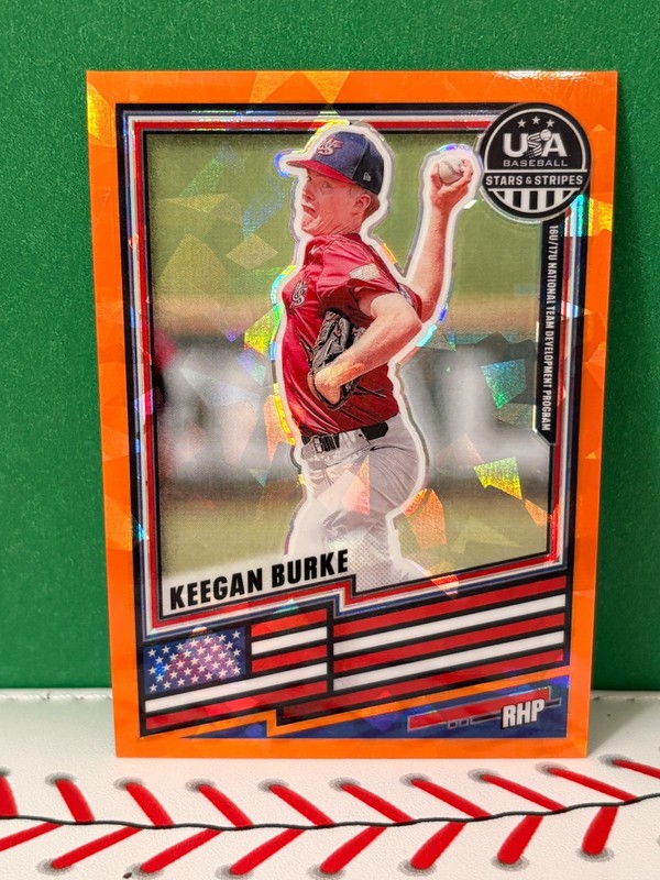 2026 Panini Prizm USA Stars & Stripes Keegan Burke Orange Ice Prizm 164/199