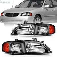 For Nissan For Sentra 2000-2003 Headlamps Assembly Black Housing Left+Right
