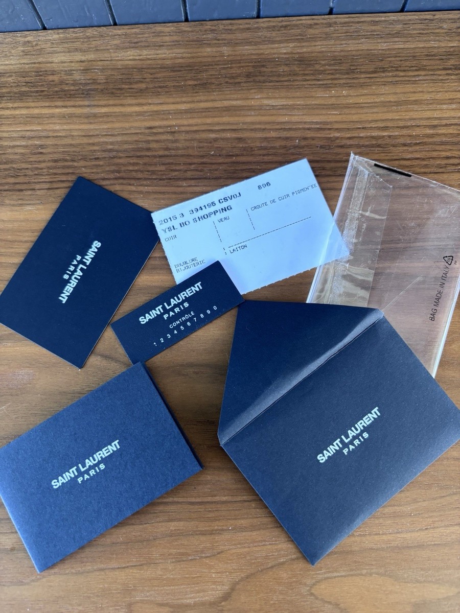 YSL Large Sac De Jour Leather Bag Authentication Card ONLY