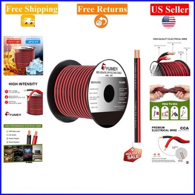 16 Gauge 100FT Red Black PVC Electrical Wire for LED Strips & Auto