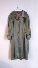 Vintage Vision Women’s Long Trench Coat Olive Green Made in USA 80s 90s