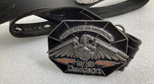 1990 Harley Davidson Belt Buckle Eagle Proud To Be An American / Leather Belt