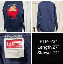 Vintage 90s Grandma Crewneck Sweatshirt Womens Adult Medium Navy Blue Embroidery