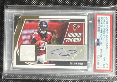 2018 Panini Donruss Rookie Phenom Jerseys Calvin Ridley #11 Prime /25 (MEM, RC)