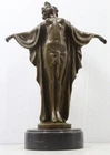 Art Deco Style Bronze & Marble Lady 'Spring Awakening' Signed - 36cm High