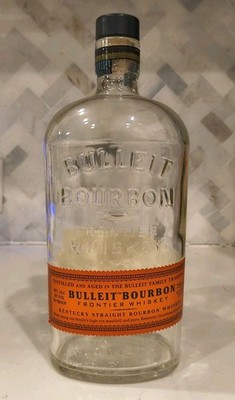 Bulleit Bourbon Frontier Whiskey Bottle Empty 750 ML Louisville Kentucky w/ Cork