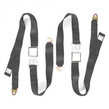 Early Triumph 1946 - 1954 Airplane 2pt Charcoal Lap Bucket Seat Belt Kit - Pair