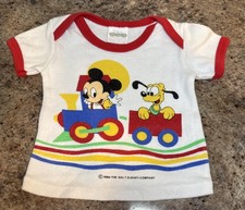 Vintage 1984 Disney Babies Size New Born-6 Months Mickey Mouse And Pluto Train