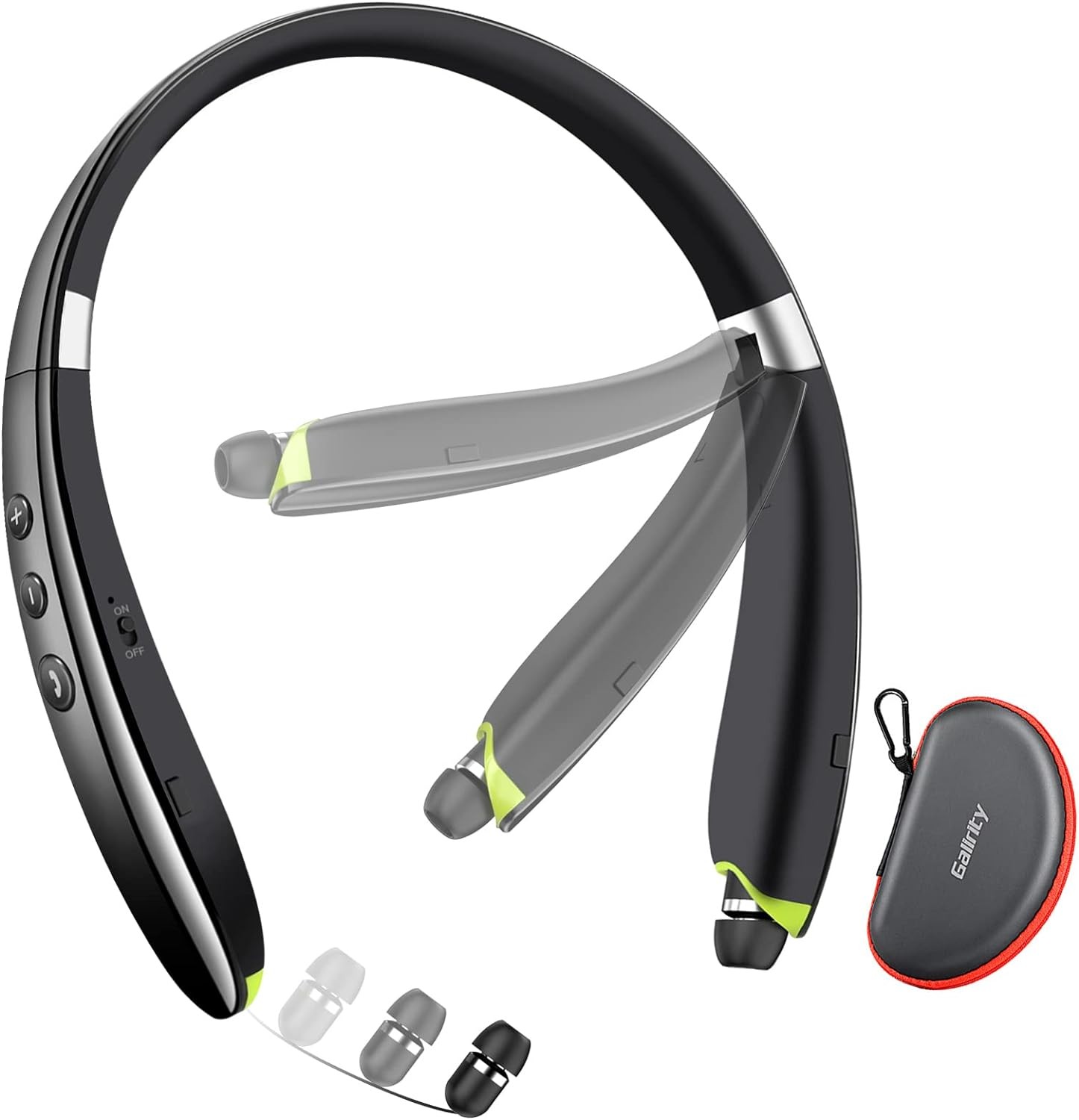 2025 Upgraded Black Bluetooth Neckband Headphones with Enhanced Sound
