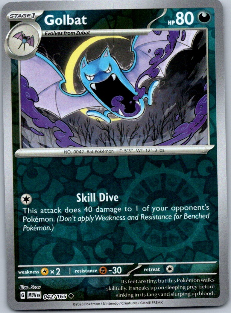 Pokemon Golbat Uncommon SV: Scarlet & Violet 151 042/165 NM Reverse holo