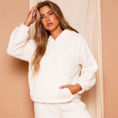 Unbranded Women's White and Cream Hoodie