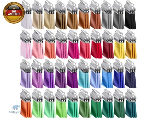 Duufin 200 StüCk Quasten AnhäNger Leder Mini Quasten AnhäNger FüR DIY Basteln-image