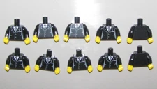 New Lego Torso with Black Suit & Tie 10 Pieces Bulk