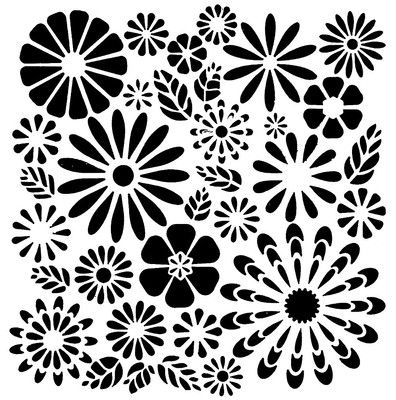 Really Great Stencils, Happy Flowers 1, 5x5'' Reusable Fun Flower, Daisy, Collage