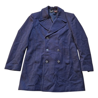 Vintage Gloverall 90% Wolle Navy Zweireiher Jacke UK 40 PTP 20,5'' SIEHE INFO