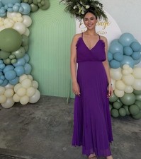 ZARA NEW WOMAN MIDI PLEATED RUFFLED SLIP DRESS PURPLE SIZE M 