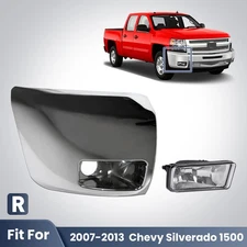 Front Right Bumper End Cap For 2007-2013 Chevy Silverado 1500 Chrome w/ Foglight