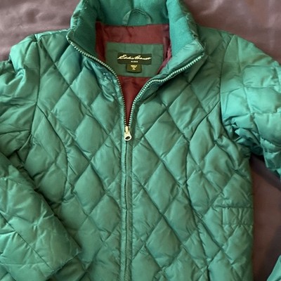 Eddie Bauer Kids Girls Green Quilted Full Zip Jacket Solid Polyester Logo