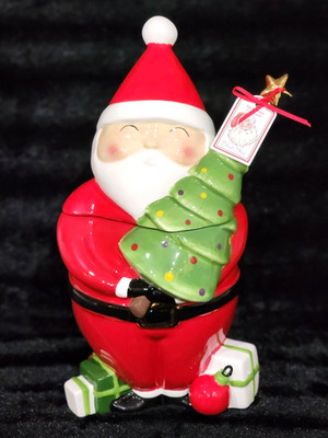 Blue Sky Santa Holding Christmas Tree Ceramic Cookie Jar 12.75'' Gifts 2024 Rare