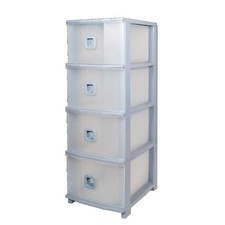 Cassettiera in Plastica Pratika Slim Plus 4 Cassetti Grigio 37,5 x 28,5 x 80 cm