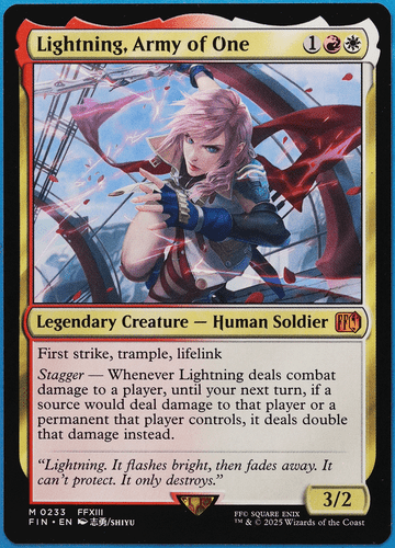 Lightning, Army of One Final Fantasy MINT Mythic Rare CARD (502899) ABUGames - Picture 1 of 2
