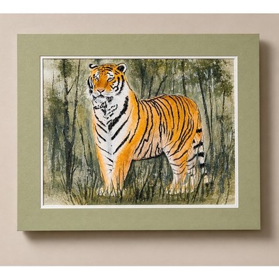 Original Pastell Tiger Zeichnung signiert Raubkatze Wildlife Art 1994 ungerahmt