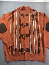 Silver Silk Full Zip Sweater Jacket Men  s XXL Grandpa Cardigan Elbow Patch Retro