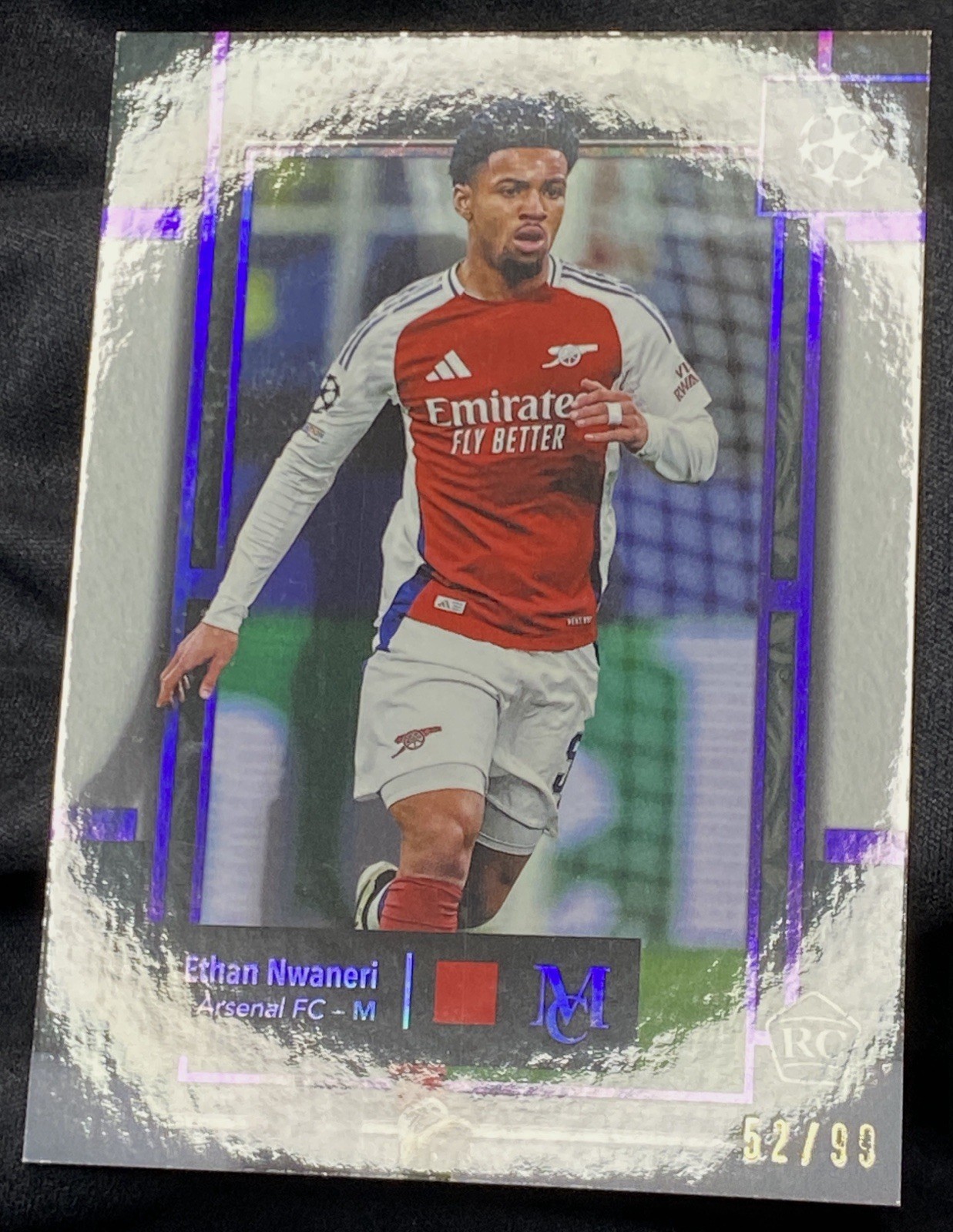 2024-25 Topps Museum Collection #53 ETHAN NWANERI /99 Amethyst - ROOKIE Arsenal view 4