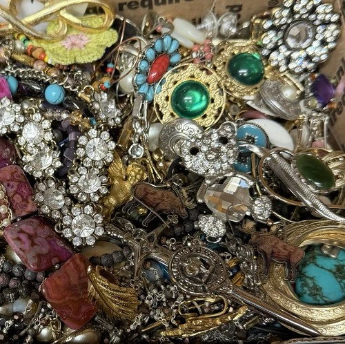 Vintage & Modern Some Signed Costume Jewelry Lot Full Small Priority Box # 124