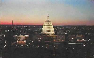 Vintage Capitol at Night Washington DC Postkarte verschickt 1979 USA Air Mail Capitol