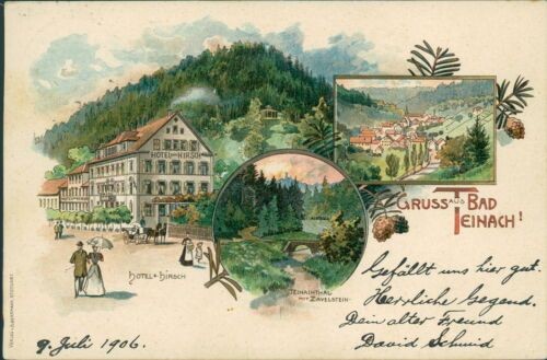 Postcard Bad Teinach Hotel zum Hirschen 1906 (No. 9333)