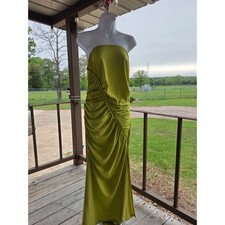 Anthropologie Celandine Chartreuse Strapless Open Back Maxi Dress NWT Large