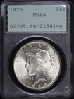 1925 Peace Dollar PCGS MS-64 Old Green Rattler Holder