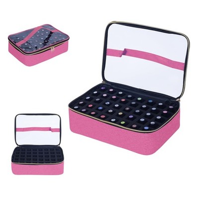 UOZL Small Clear Nail Polish Organizer Case Holds 40Bottles, Rose Red Handle