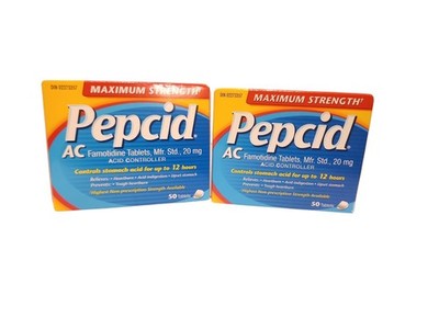 2X - PEPCID AC Maximum Strength 20mg Acid Reducer, 50 Tablets Per Box, Exp: 7/26