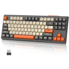 FREEWOLF M87 80% Wireless Gaming Keyboard Silent Rainbow BT/2.4Ghz PBT 4000mAH