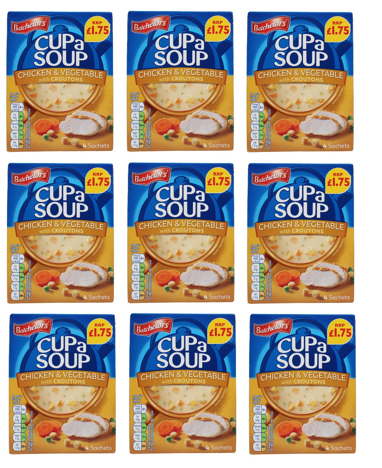 Batchelors Cup a Soup Chicken & Vegetable | 9 Boxes | 36 Sachets | PMP £1.75