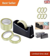 Image of Weighted Tape Dispenser & 6 Rolls of Transparent Tape - Hassle-Free Tearing