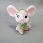 Fenton Pink Hand Painted Rosalene Mouse With Heart Nose Floral Dress Gold Shoes