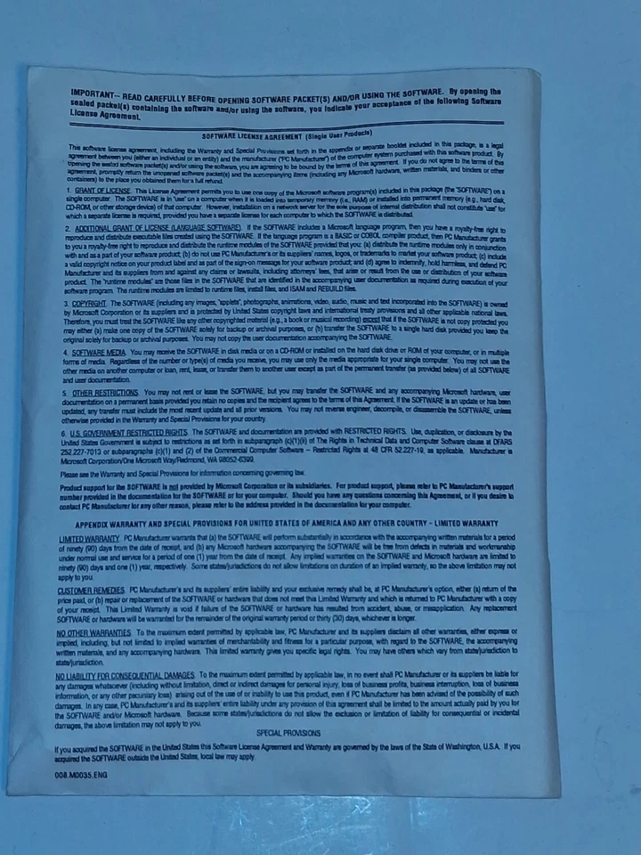 Microsoft MS-DOS 6.22 Full Version on 3.5 Disks With COA & User's Guide New - Image 3 of 4