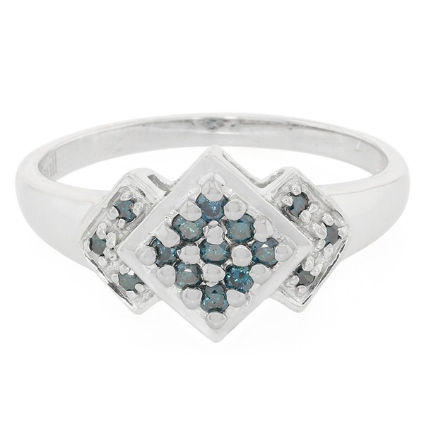 Cavill Silberring Damen 925 Sterling Plattiert 0,22Ct Blauer Diamant--image