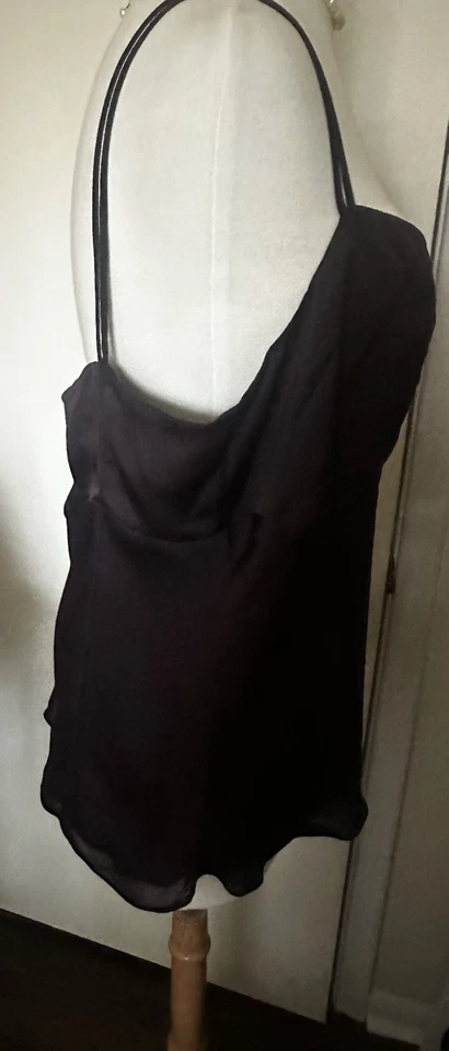 ANN TAYLOR LOFT EGGPLANT TOP  - 14 - Polyester, Solid, Double Spaghetti Straps - Image 2 of 4