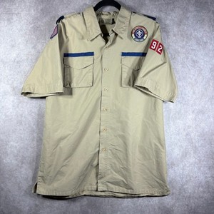 Boy Scouts of America Uniform Shirt Mens Medium Tan Khaki Short Sleeve Button Up
