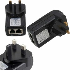 UK Plug POE Injector Power Supply Over Ethernet Adapter Device DC 48V 0.5A New