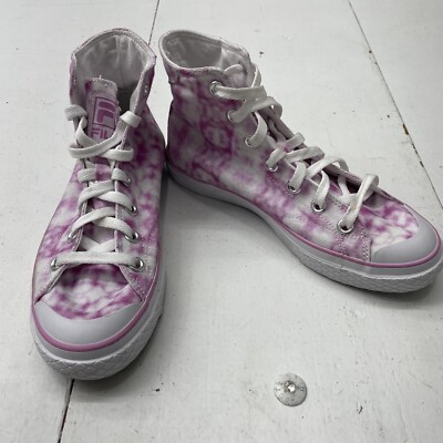 FILA Pink Tie-Dye High Top Sneakers Lace-Up Casual Shoes Womens Size 6